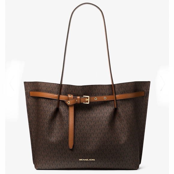 MICHAEL KORS 
Emilia Large Logo Tote Bag BROWN SIGNATURE COLOR - Picture 3 of 15